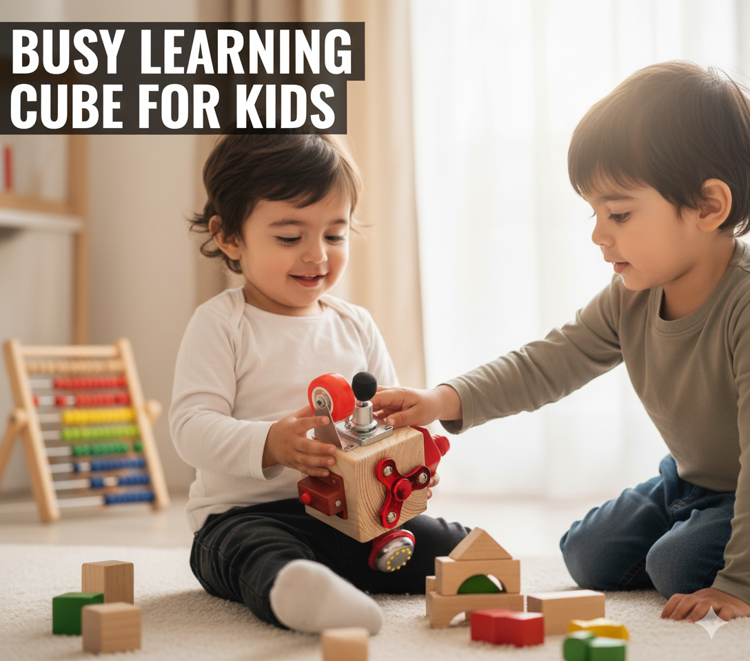 Wooden Montessori Activity Busy Cube - Six Sided