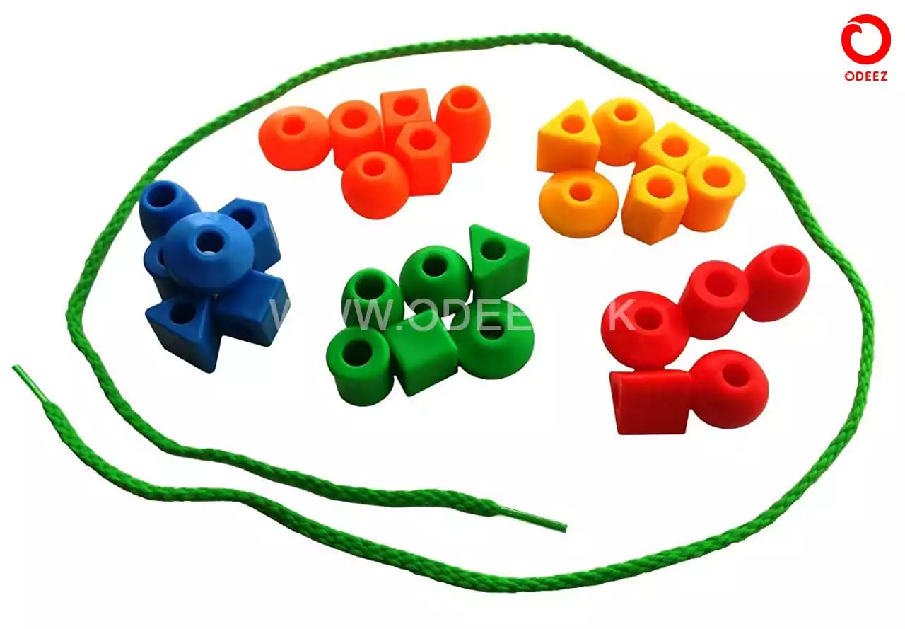 Geometrical Lacing Beads - Small - Default Title - Odeez | Educational Toys Pakistan 