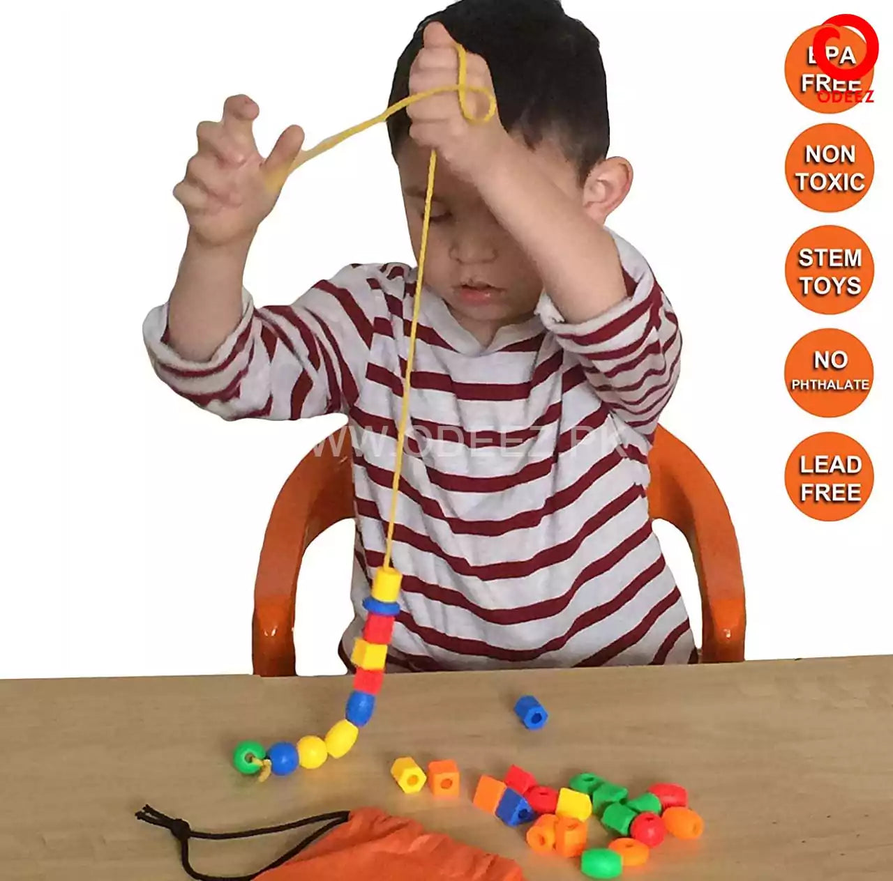 Geometrical Lacing Beads - Small - Default Title - Odeez | Educational Toys Pakistan 