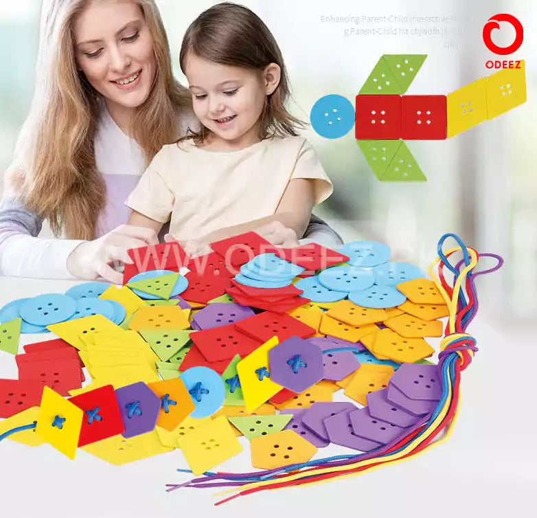 Geometrical Button Lacing Kit - Default Title - Odeez | Educational Toys Pakistan 