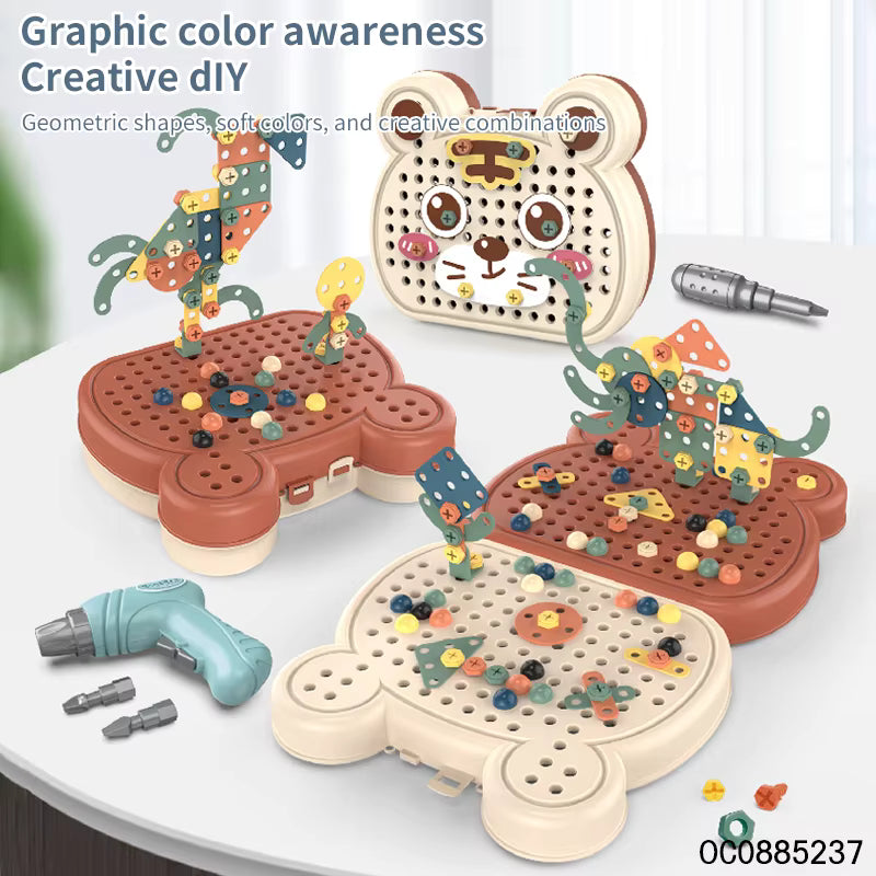 224 Piece 2D and 3D Puzzle Screw Box Creative Building and Construction Toy 688