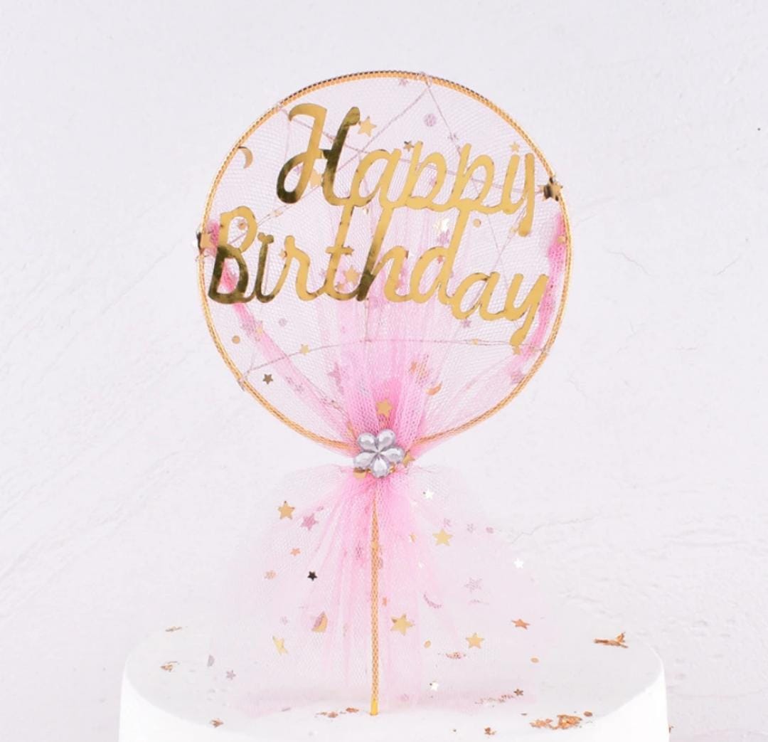 Happy Birthday Fancy Cake Topper - Blue-Pink - Odeez | Educational Toys Pakistan 