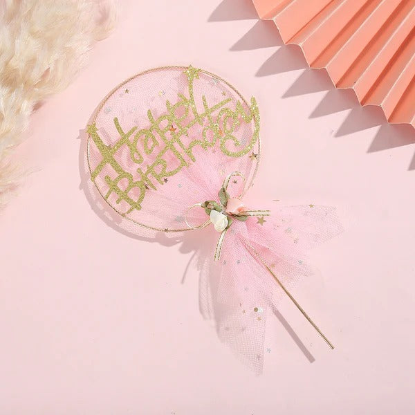 Happy Birthday Fancy Cake Topper - Blue-Pink - Odeez | Educational Toys Pakistan 