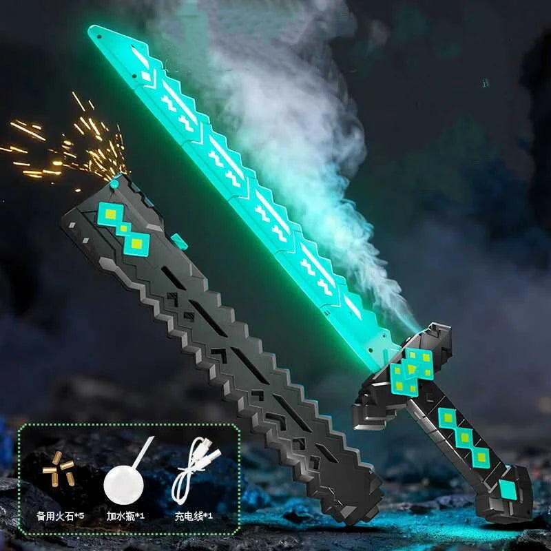 Cyber Dragon LED Light-Up Toy Sword with Mist and Spark Effects