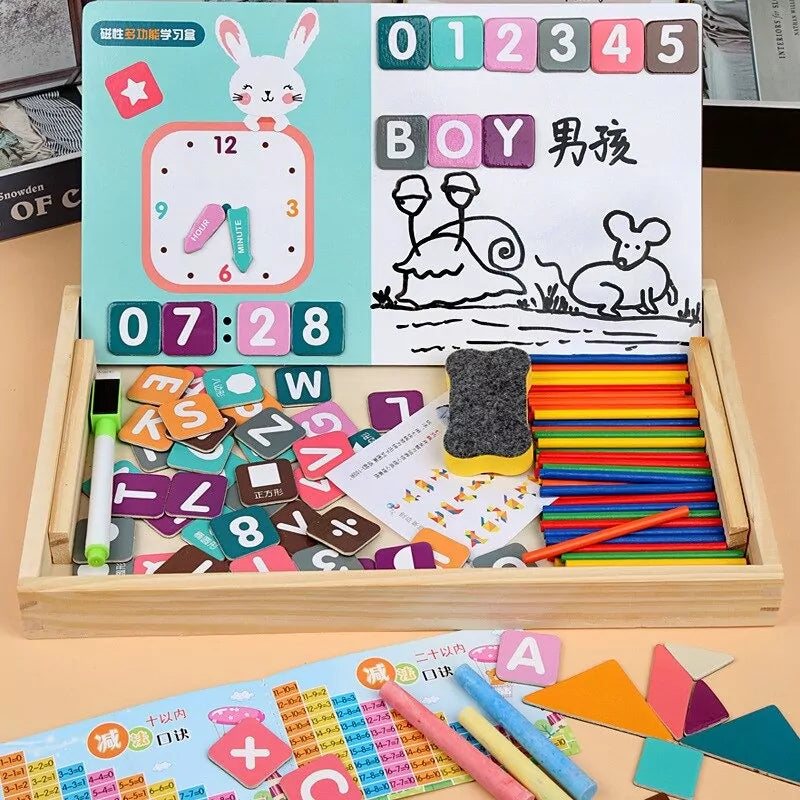 Magnetic Clock Pattern Double Sided Wooden Activity Kit - 442 - Default Title - Odeez | Educational Toys Pakistan 