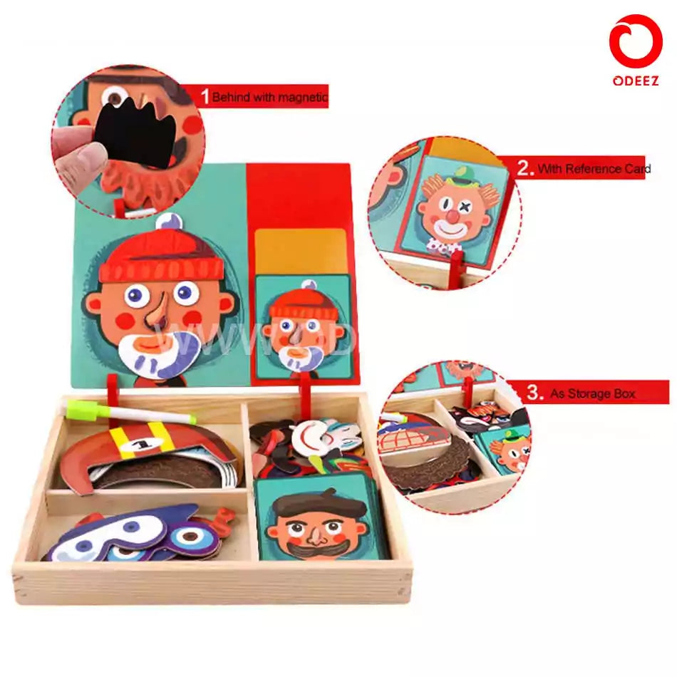 Magnetic Jigsaw Puzzles Crazy Face Book - 012 - Default Title - Odeez | Educational Toys Pakistan 
