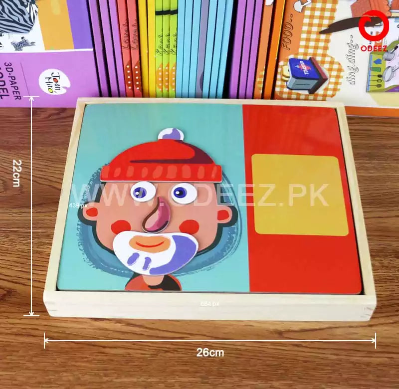 Magnetic Jigsaw Puzzles Crazy Face Book - 012 - Default Title - Odeez | Educational Toys Pakistan 