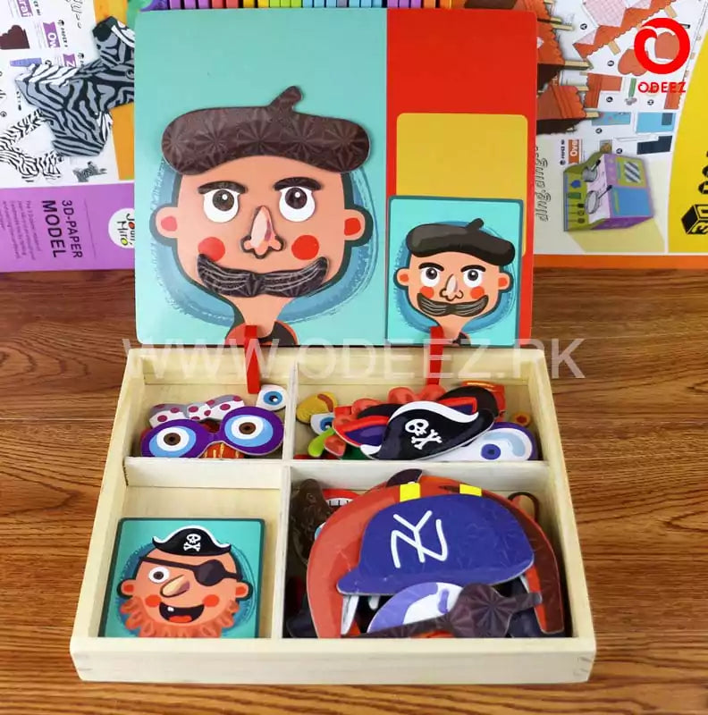 Magnetic Jigsaw Puzzles Crazy Face Book - 012 - Default Title - Odeez | Educational Toys Pakistan 