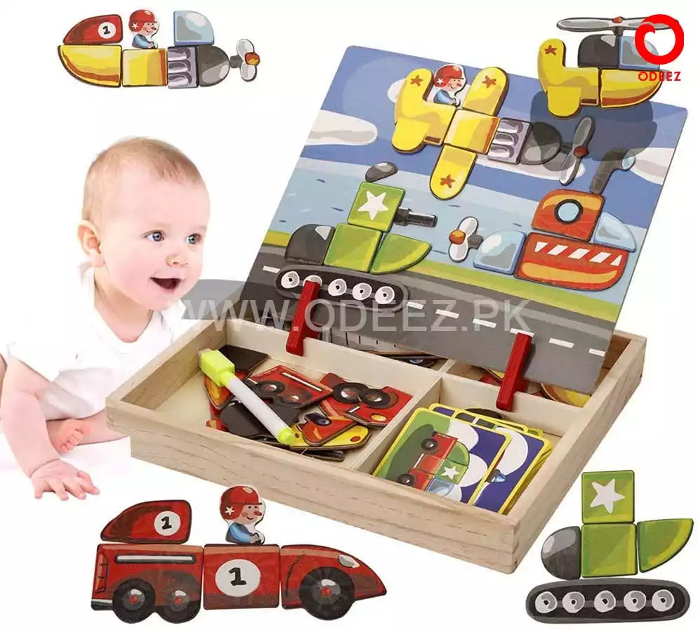 Magnetic Jigsaw Puzzles transportation Board - Default Title - Odeez | Educational Toys Pakistan 