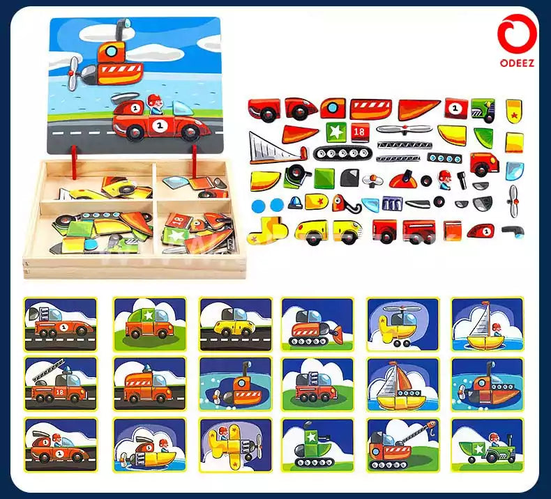Magnetic Jigsaw Puzzles transportation Board - Default Title - Odeez | Educational Toys Pakistan 
