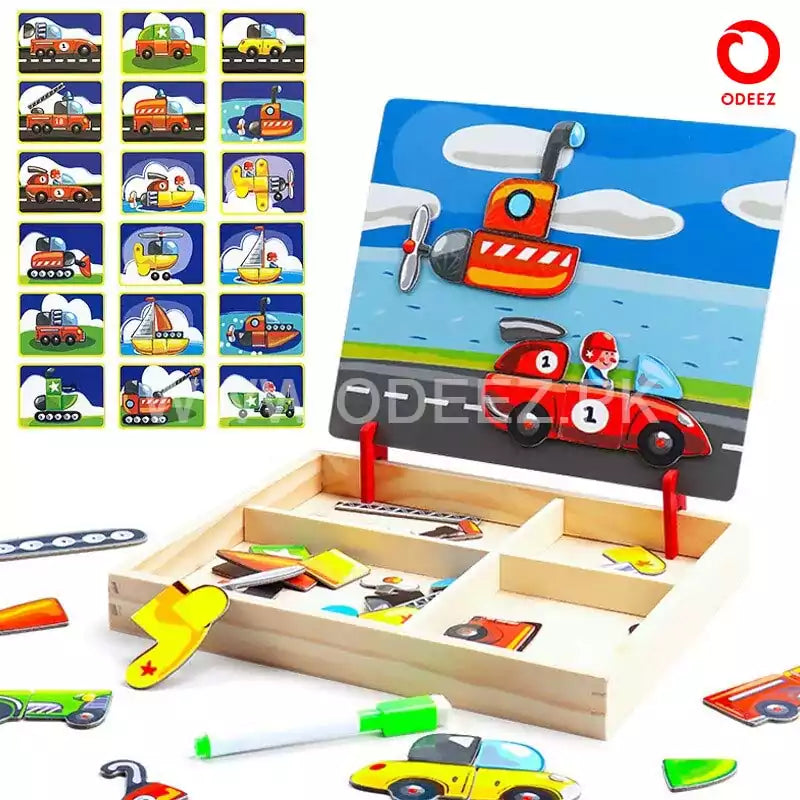 Magnetic Jigsaw Puzzles transportation Board - Default Title - Odeez | Educational Toys Pakistan 