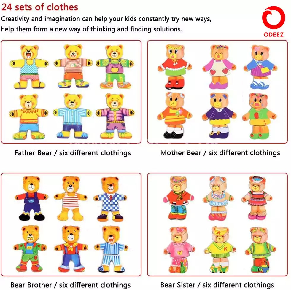 Magnetic Puzzle Bear Changing Board - 24 Sets - Default Title - Odeez | Educational Toys Pakistan 