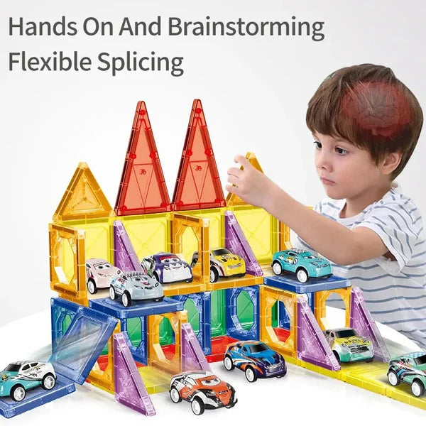 DIY Magnetic Tiles Car Track Building Puzzle - 50 pieces