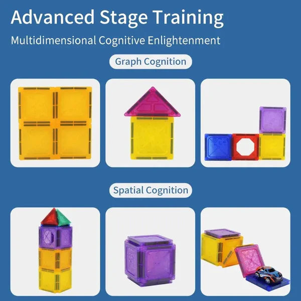 DIY Magnetic Tiles Car Track Building Puzzle - 50 pieces