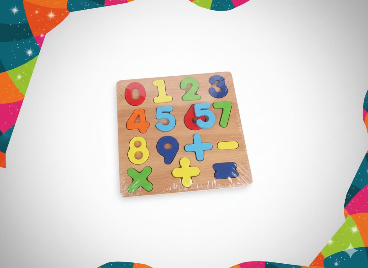 Wooden 3D Alphabet, Numbers & Shapes Learning Puzzle - no knob - Board
