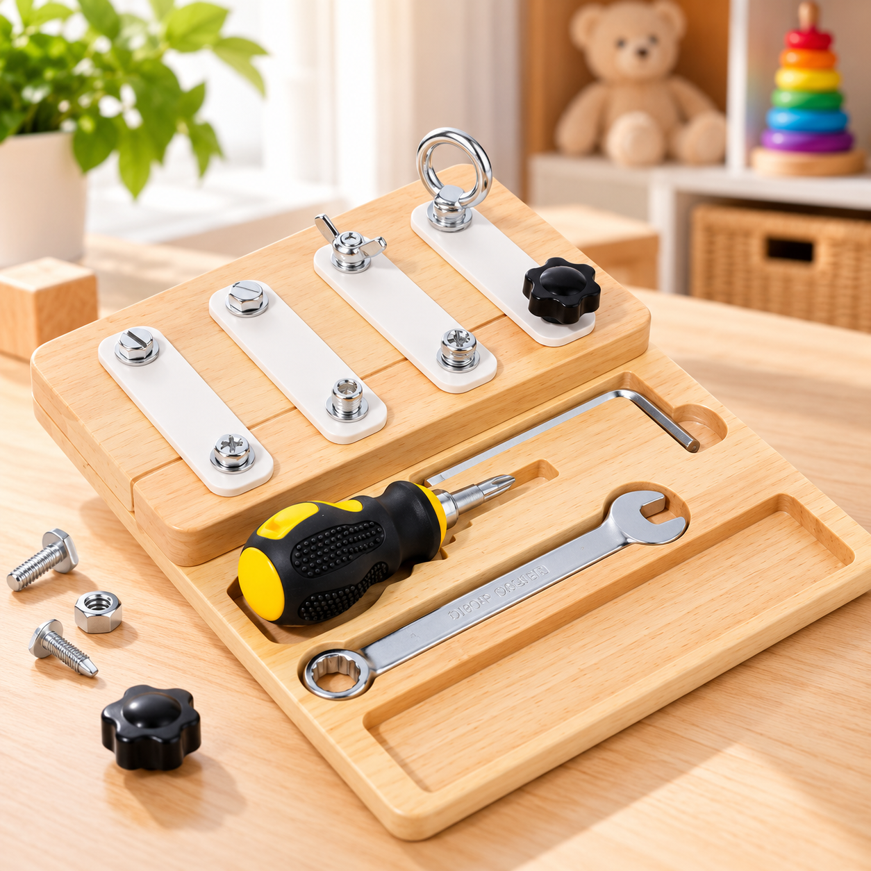 Wooden Montessori Twist and Screw Tool Set