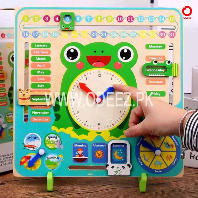 Multi functional Wooden Calendar Clock - 274 - Default Title - Odeez | Educational Toys Pakistan 