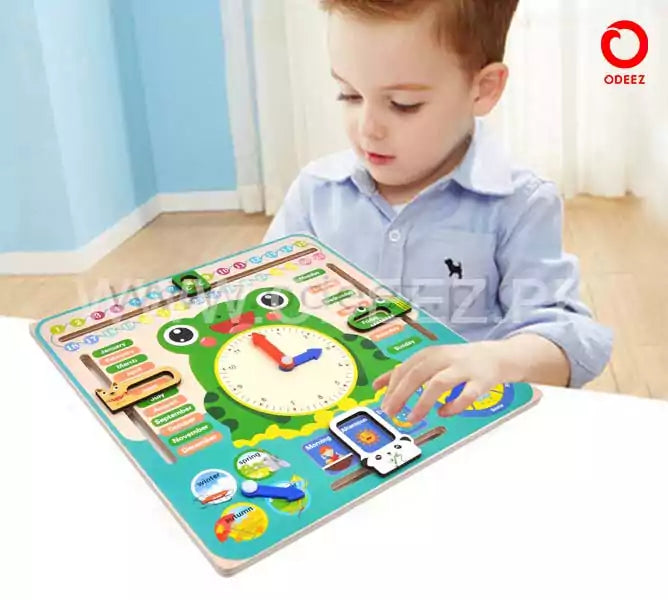 Multi functional Wooden Calendar Clock - 274 - Default Title - Odeez | Educational Toys Pakistan 