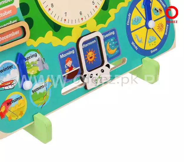 Multi functional Wooden Calendar Clock - 274 - Default Title - Odeez | Educational Toys Pakistan 