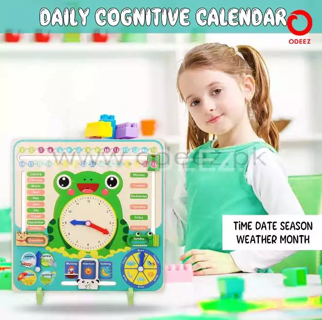 Multi functional Wooden Calendar Clock - 274 - Default Title - Odeez | Educational Toys Pakistan 