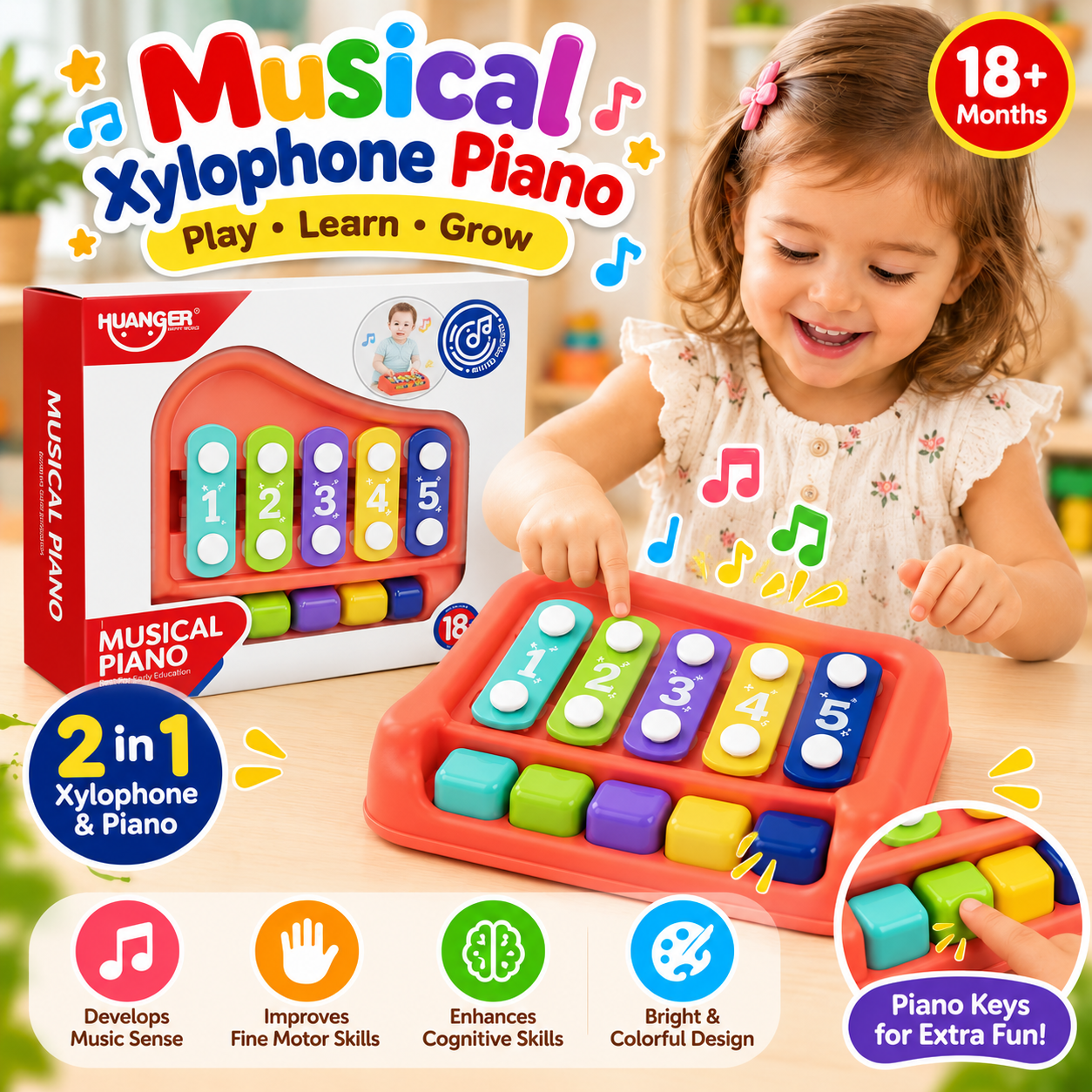 Mini Musical Xylophone Piano 2in1 Musical Toy - 003