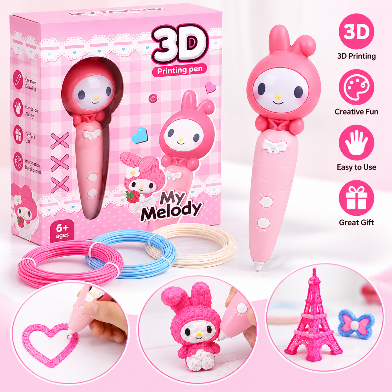 My Melody 3D Printing Pen – Creative DIY Art and Craft Toy