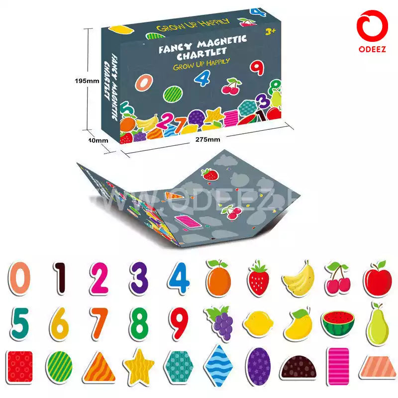 Number, fruits & Shapes Magnetic Chartlet  - 30 Pieces - Default Title - Odeez | Educational Toys Pakistan 