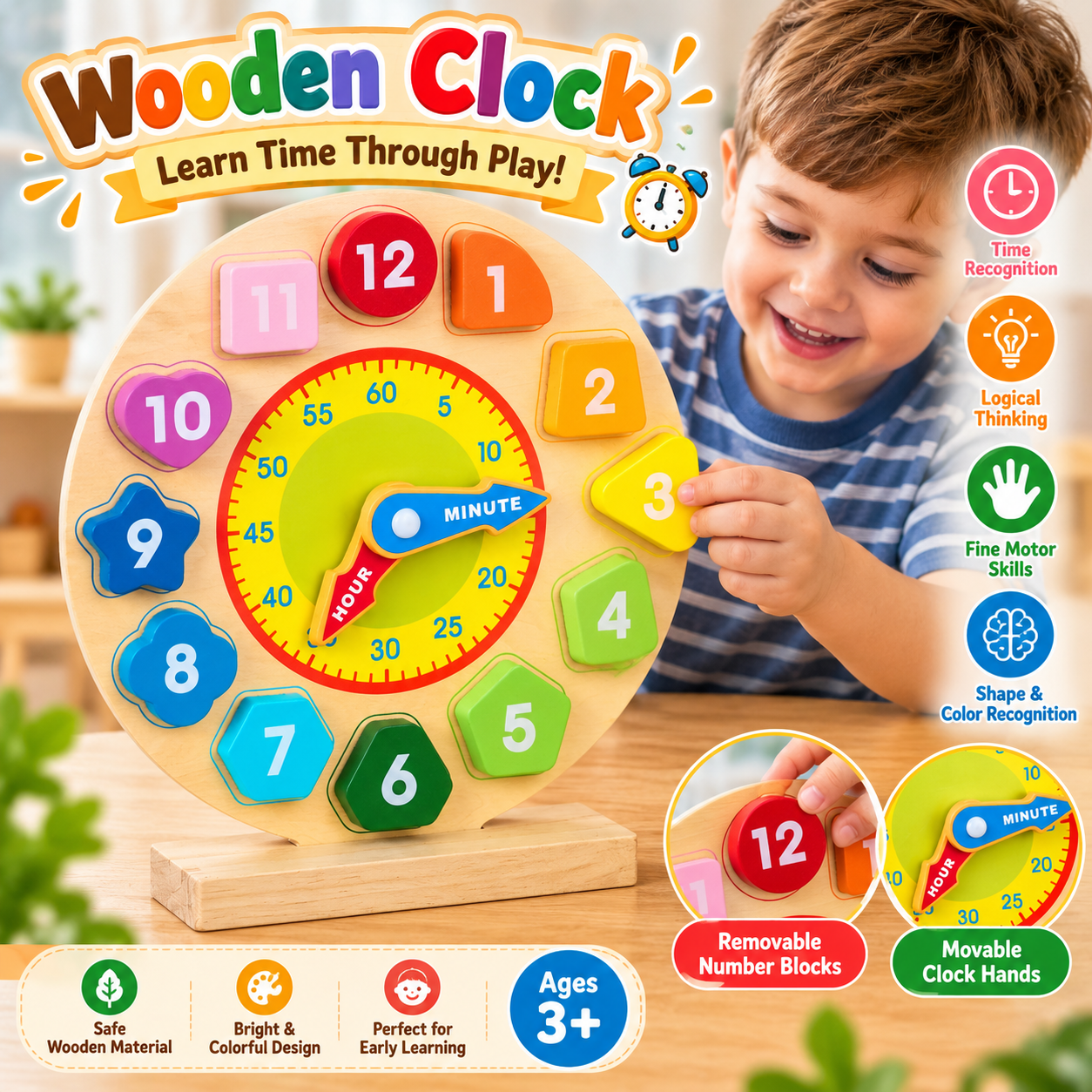 Wooden Educational Clock Set - 595