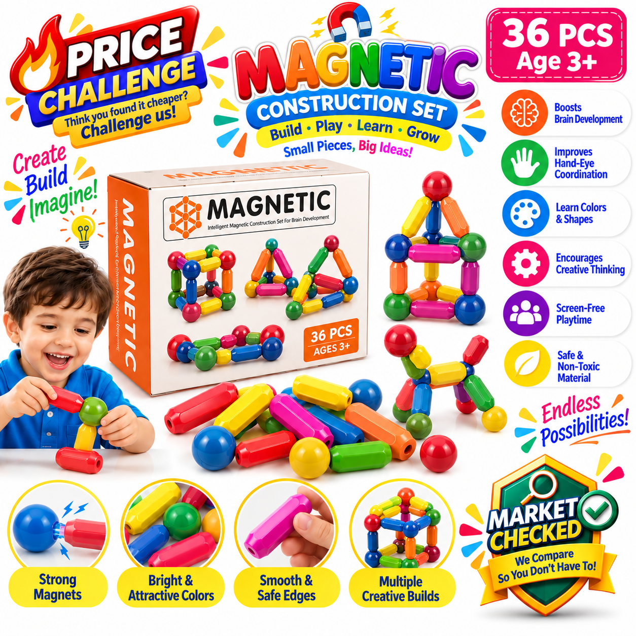 DIY Fun Pop Magnetic Sticks Building Puzzle - 420