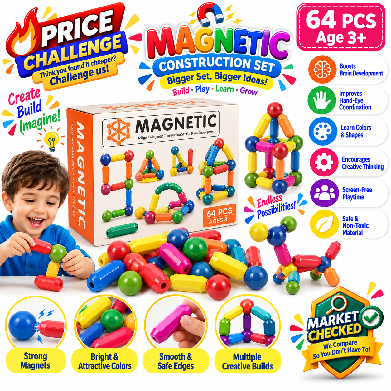 DIY Fun Pop Magnetic Sticks Building Puzzle - 420