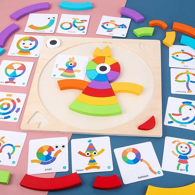Rainbow Colorful Pattern Puzzle Board with Cards - 552 - Default Title - Odeez | Educational Toys Pakistan 