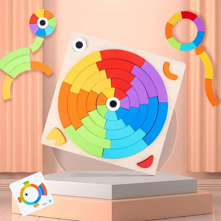 Rainbow Colorful Pattern Puzzle Board with Cards - 552 - Default Title - Odeez | Educational Toys Pakistan 