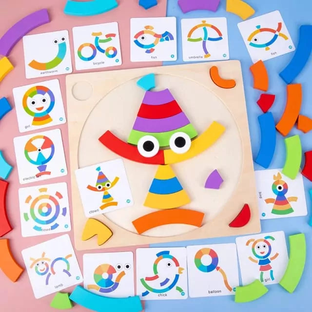 Rainbow Colorful Pattern Puzzle Board with Cards - 552 - Default Title - Odeez | Educational Toys Pakistan 