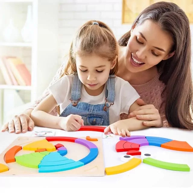 Rainbow Colorful Pattern Puzzle Board with Cards - 552 - Default Title - Odeez | Educational Toys Pakistan 