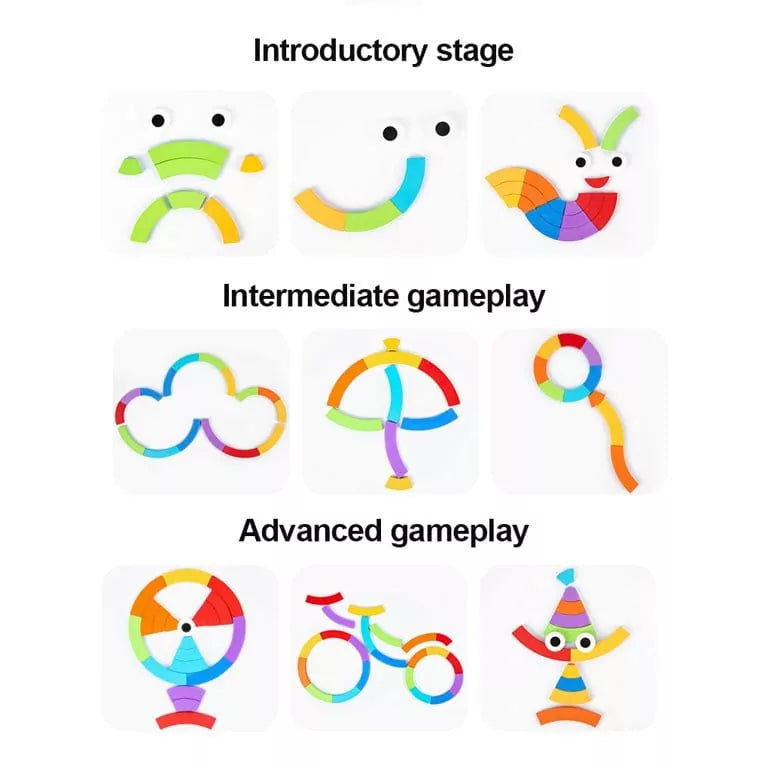 Rainbow Colorful Pattern Puzzle Board with Cards - 552 - Default Title - Odeez | Educational Toys Pakistan 