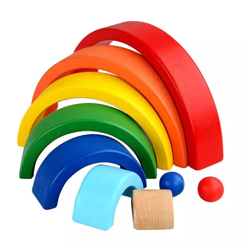 Rainbow Stacking Wooden Blocks - 7 Pieces - Default Title - Odeez | Educational Toys Pakistan 