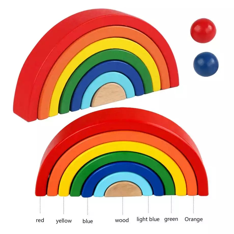 Rainbow Stacking Wooden Blocks - 7 Pieces - Default Title - Odeez | Educational Toys Pakistan 