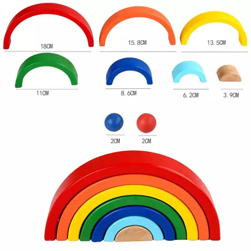 Rainbow Stacking Wooden Blocks - 7 Pieces - Default Title - Odeez | Educational Toys Pakistan 