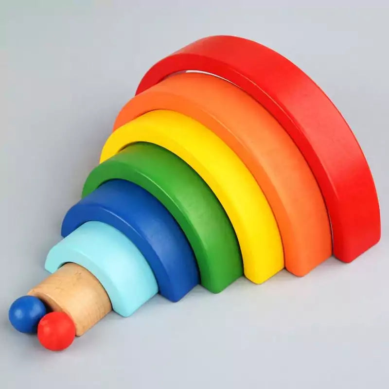 Rainbow Stacking Wooden Blocks - 7 Pieces - Default Title - Odeez | Educational Toys Pakistan 