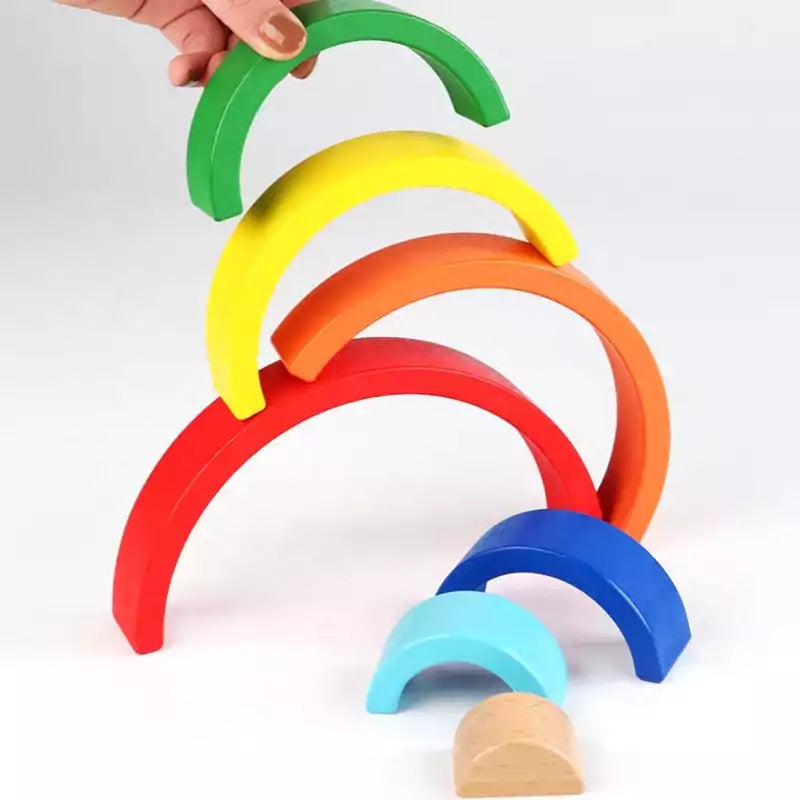 Rainbow Stacking Wooden Blocks - 7 Pieces - Default Title - Odeez | Educational Toys Pakistan 