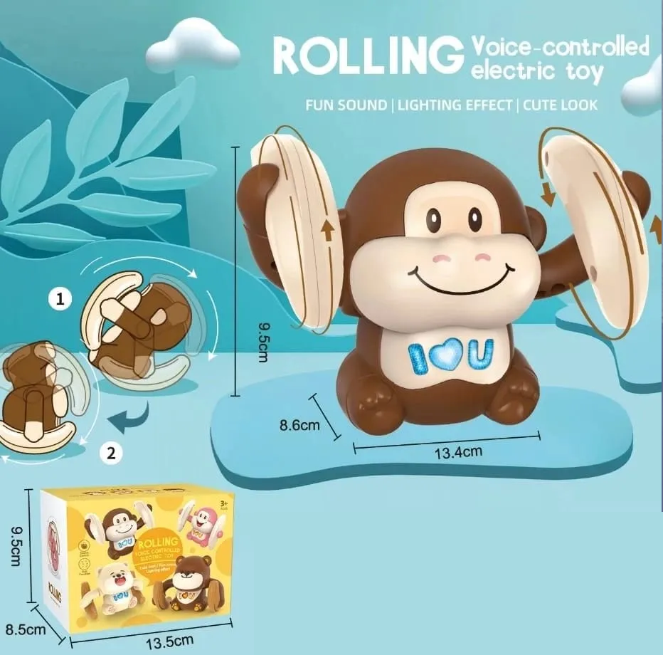 Tumbling Roll Monkey Voice Control Electric Toy with Music and Lights - 306