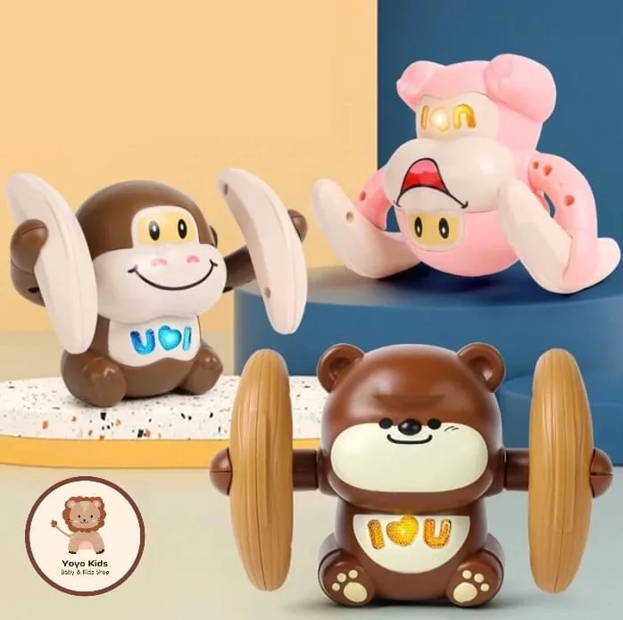 Tumbling Roll Monkey Voice Control Electric Toy with Music and Lights - 306