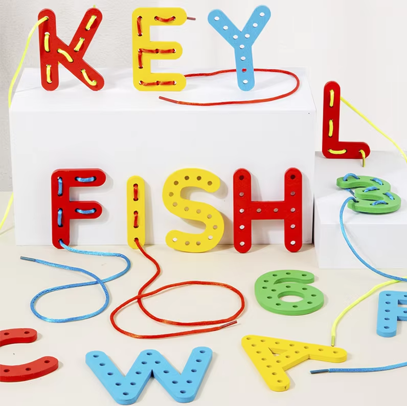 Wooden Cognitive Number and Letter Threading Education Kit - 048