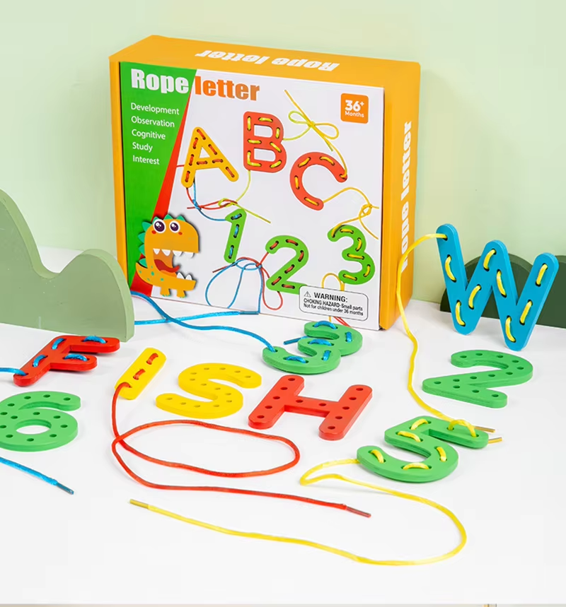 Wooden Cognitive Number and Letter Threading Education Kit - 048