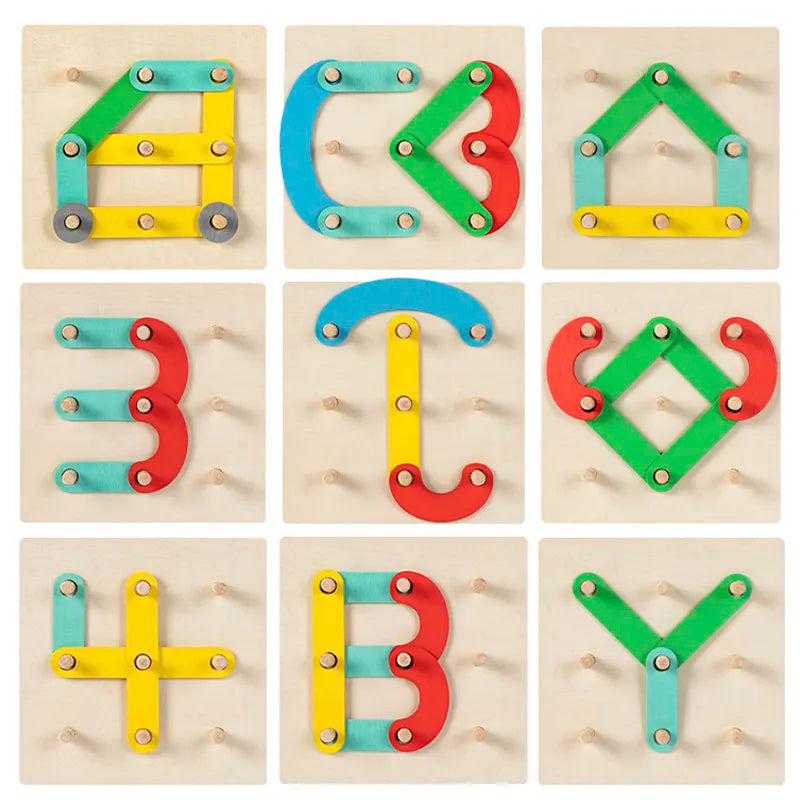Wooden Bar Shaped Assembled Sleeve Column Puzzle Board - 040
