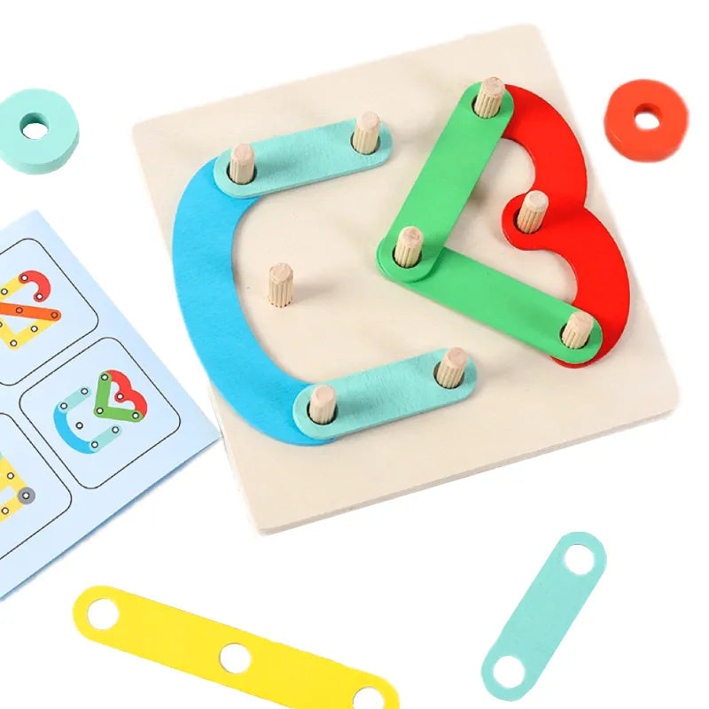 Wooden Bar Shaped Assembled Sleeve Column Puzzle Board - 040