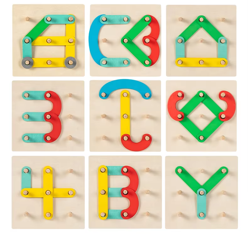 Wooden Bar Shaped Assembled Sleeve Column Puzzle Board - 040