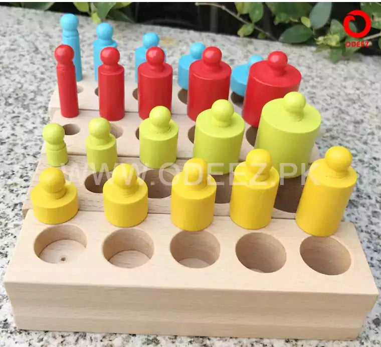 Set of 4 Montessori Cylinder Blocks - Default Title - Odeez | Educational Toys Pakistan 