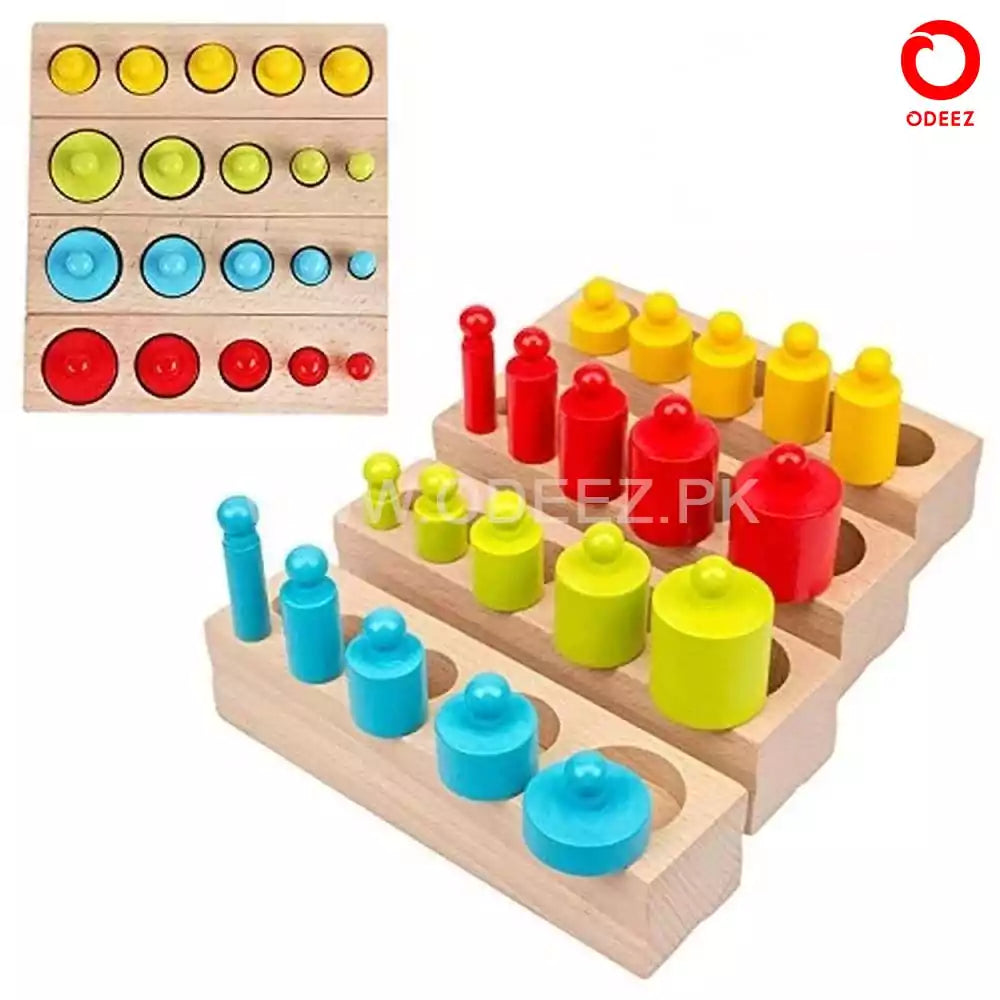 Set of 4 Montessori Cylinder Blocks - Default Title - Odeez | Educational Toys Pakistan 