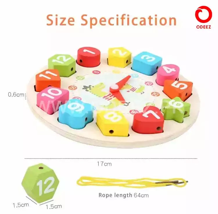 Seton Wooden Clock With Beads - Default Title - Odeez | Educational Toys Pakistan 
